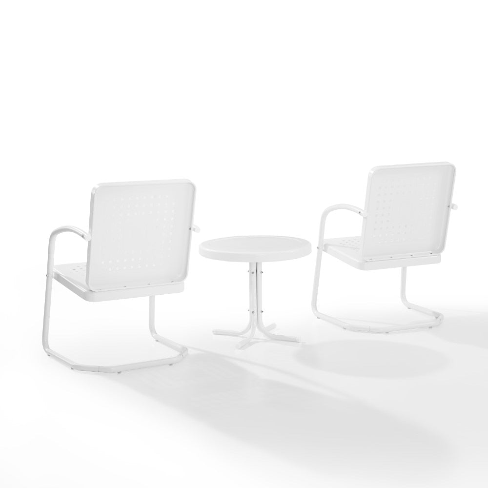 Crosley Furniture - Bates 3 Piece Outdoor Chair Set White Gloss/White Satin - Side Table & 2 Chairs - KO10019WH veiw 3