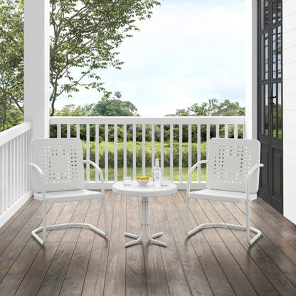 Crosley Furniture - Bates 3 Piece Outdoor Chair Set White Gloss/White Satin - Side Table & 2 Chairs - KO10019WH veiw 7