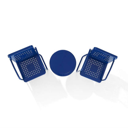 Crosley Furniture - Bates 3Pc Outdoor Metal Chair Set Navy Gloss/White Satin - Side Table & 2 Armchairs - KO10019NV view 4