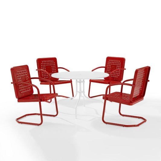 Crosley Furniture - Bates 5 Piece Outdoor Dining Set Bright Red Gloss /White Satin - Dining Table & 4 Chairs - KO10017RE view 1