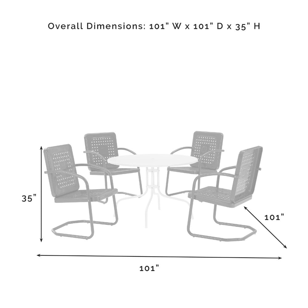 Crosley Furniture - Bates 5 Piece Outdoor Dining Set Turquoise Gloss/White Satin - Dining Table & 4 Chairs - KO10017TU veiw 3