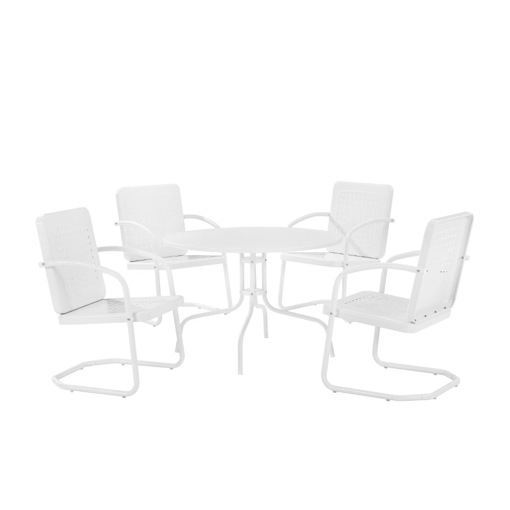 Crosley Furniture - Bates 5 Piece Outdoor Dining Set White Gloss /White Satin - Dining Table & 4 Chairs - KO10017WH veiw 2