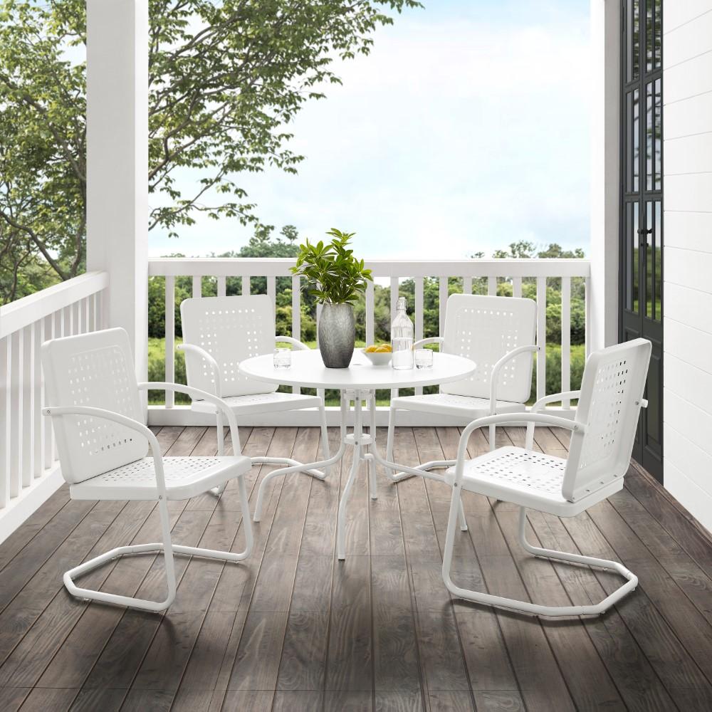 Crosley Furniture - Bates 5 Piece Outdoor Dining Set White Gloss /White Satin - Dining Table & 4 Chairs - KO10017WH veiw 4
