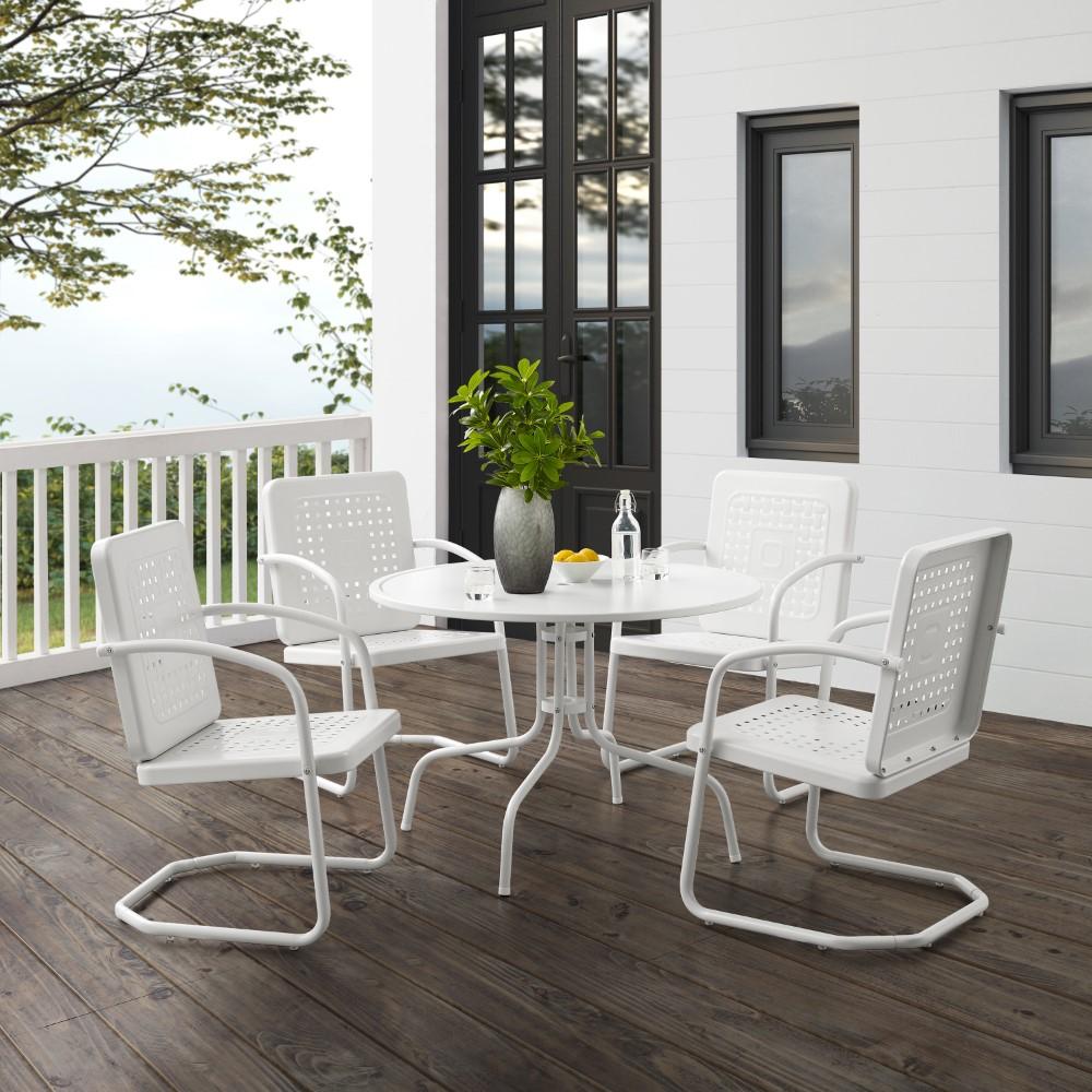 Crosley Furniture - Bates 5 Piece Outdoor Dining Set White Gloss /White Satin - Dining Table & 4 Chairs - KO10017WH veiw 7
