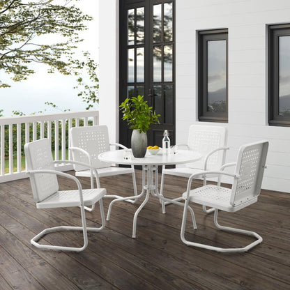 Crosley Furniture - Bates 5 Piece Outdoor Dining Set White Gloss /White Satin - Dining Table & 4 Chairs - KO10017WH veiw 7
