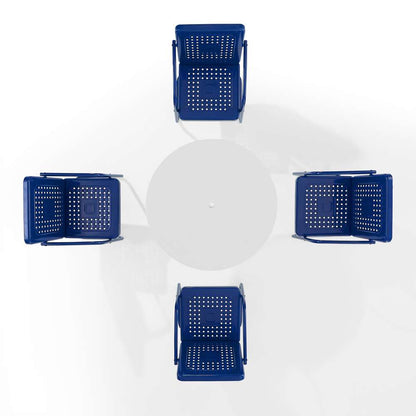 Crosley Furniture - Bates 5Pc Outdoor Metal Dining Set Navy Gloss/White Satin - Dining Table & 4 Armchairs - KO10017NV veiw 4