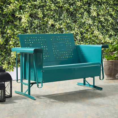 Crosley Furniture - Bates Loveseat Glider in Turquoise - CO1024-TU veiw 3