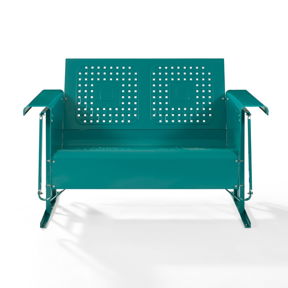 Crosley Furniture - Bates Loveseat Glider in Turquoise - CO1024-TU veiw 4