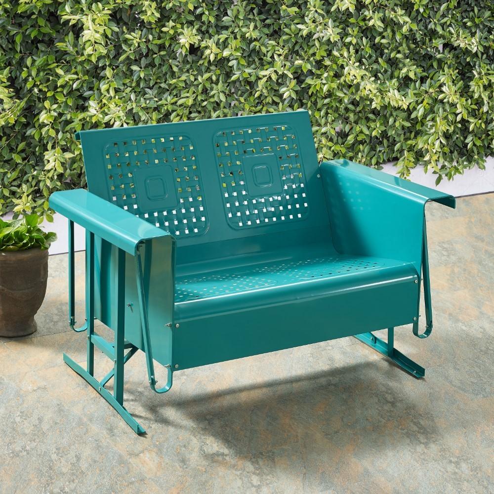 Crosley Furniture - Bates Loveseat Glider in Turquoise - CO1024-TU veiw 9