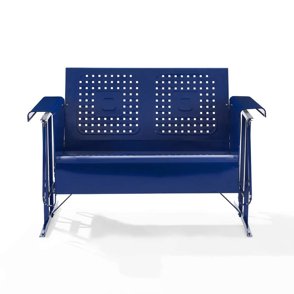 Crosley Furniture - Bates Outdoor Metal Loveseat Glider Navy - CO1024-NV view 3