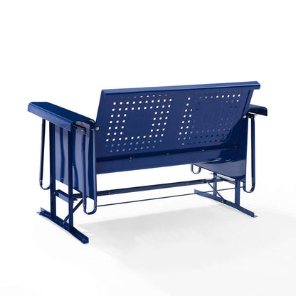 Crosley Furniture - Bates Outdoor Metal Loveseat Glider Navy - CO1024-NV view 4