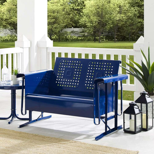 Crosley Furniture - Bates Outdoor Metal Loveseat Glider Navy - CO1024-NV veiw 1