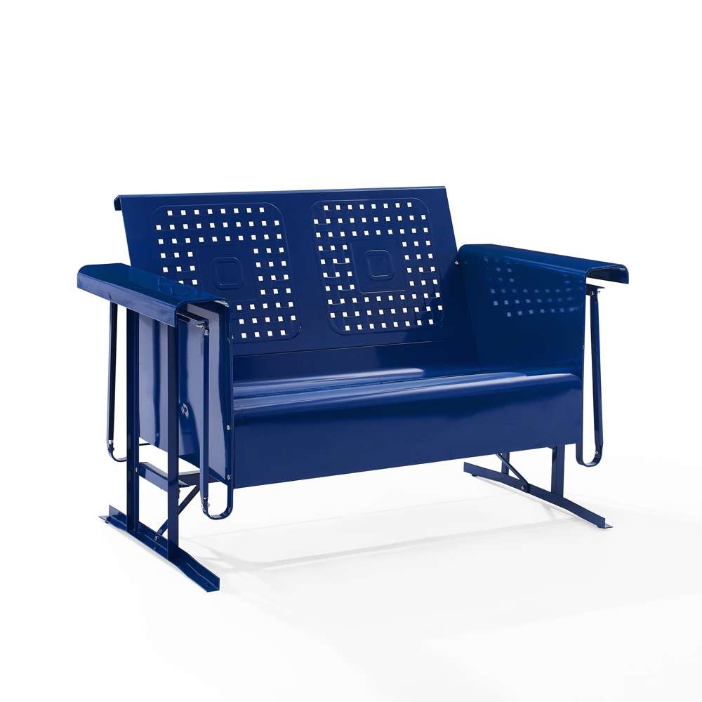 Crosley Furniture - Bates Outdoor Metal Loveseat Glider Navy - CO1024-NV veiw 2