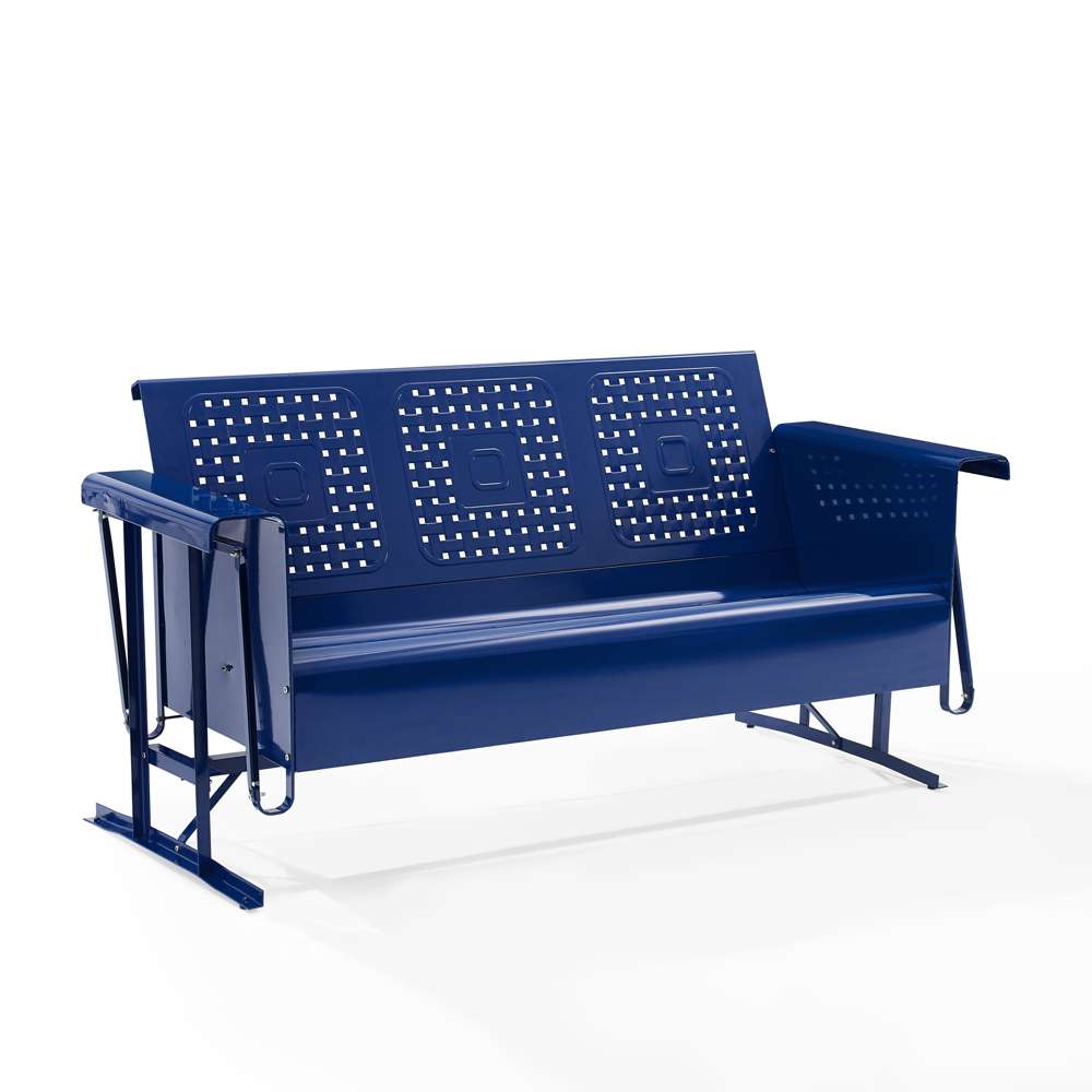 Crosley Furniture - Bates Outdoor Metal Sofa Glider Navy - CO1023-NV view 2