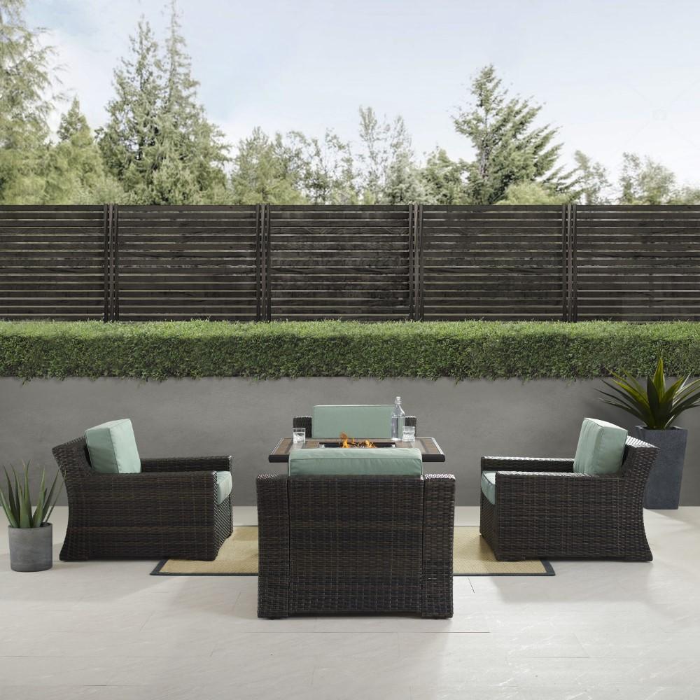 Crosley Furniture - Beaufort 5 Piece Outdoor Wicker Chair Set With Fire Table Mist/Brown - Fire Table & 4 Chairs - KO70180BR_CLOSEOUT veiw 4