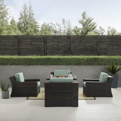 Crosley Furniture - Beaufort 5 Piece Outdoor Wicker Chair Set With Fire Table Mist/Brown - Fire Table & 4 Chairs - KO70180BR_CLOSEOUT veiw 4