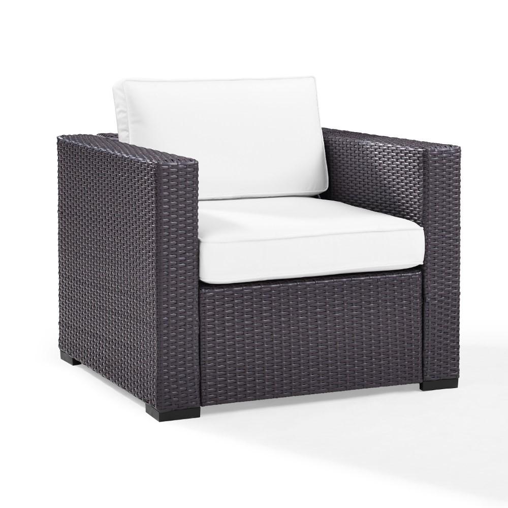 Crosley Furniture - Biscayne Armchair With White Cushions - KO70130BR-WH_CLOSEOUT veiw 1