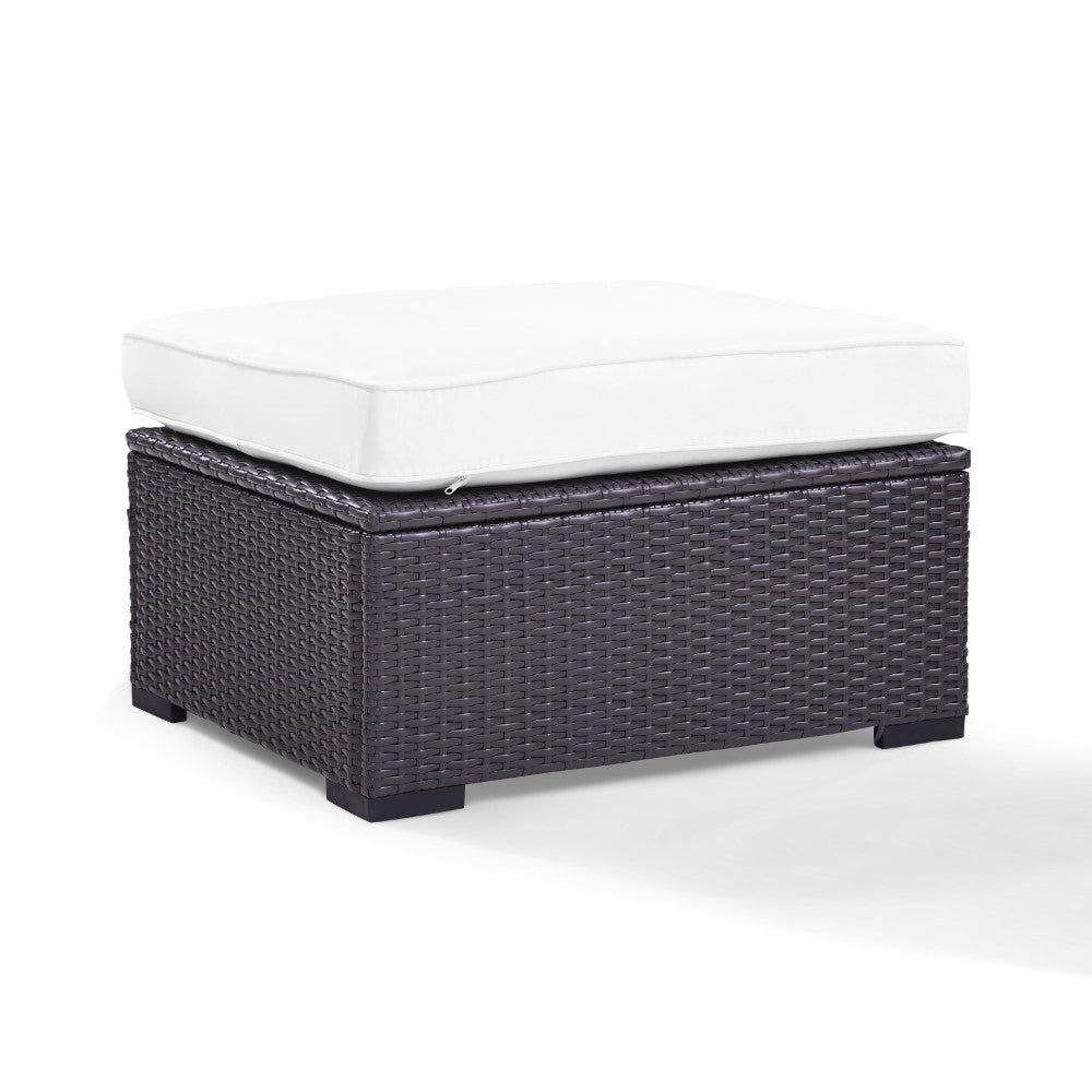 Crosley Furniture - Biscayne Ottoman With White Cushions - KO70127BR-WH_CLOSEOUT veiw 1