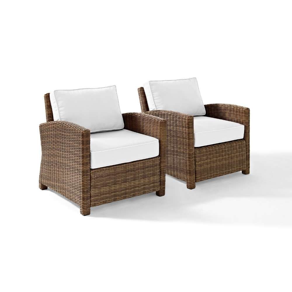 Crosley Furniture - Bradenton 2Pc Outdoor Armchair Set - Sunbrella White/Weathered Brown - 2 Armchairs - KO70026WB-WH veiw 1