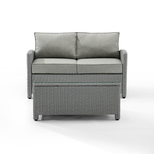 Crosley Furniture - Bradenton 2 Piece Outdoor Wicker Chat Set Gray/Gray - Loveseat, Glass Top Table - KO70025GY-GY_CLOSEOUT veiw 1