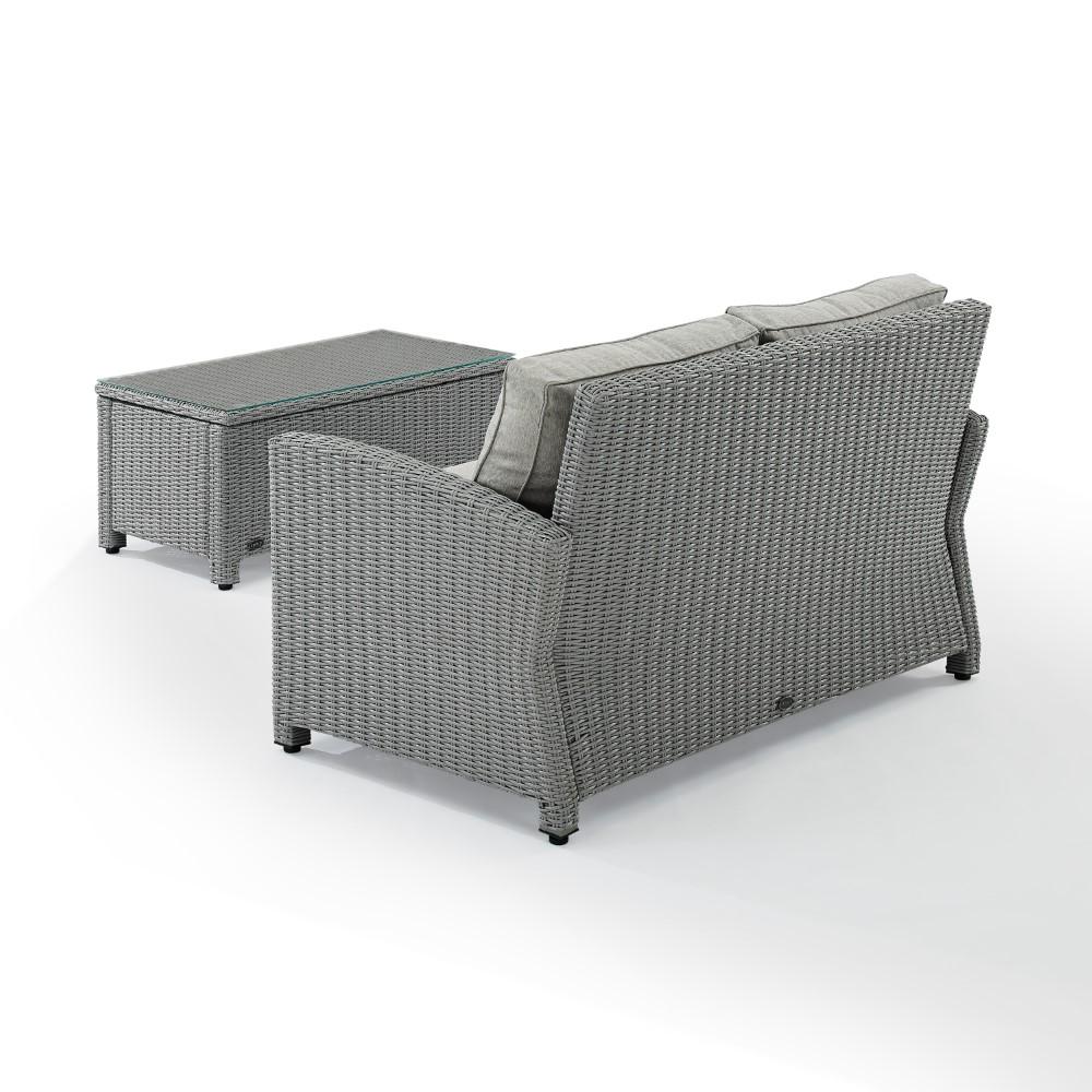 Crosley Furniture - Bradenton 2 Piece Outdoor Wicker Chat Set Gray/Gray - Loveseat, Glass Top Table - KO70025GY-GY_CLOSEOUT veiw 3