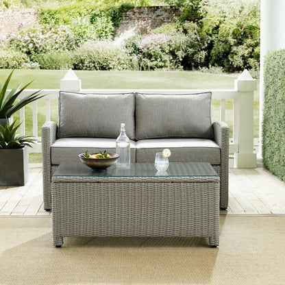 Crosley Furniture - Bradenton 2 Piece Outdoor Wicker Chat Set Gray/Gray - Loveseat, Glass Top Table - KO70025GY-GY_CLOSEOUT veiw 6