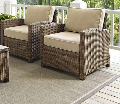 Crosley Furniture - Bradenton 2 Piece Outdoor Wicker Seating Set with Sand Cushions - Two Arm Chairs - KO70026WB-SA veiw 1