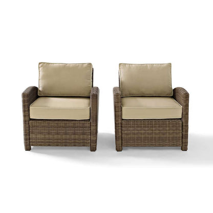 Crosley Furniture - Bradenton 2 Piece Outdoor Wicker Seating Set with Sand Cushions - Two Arm Chairs - KO70026WB-SA veiw 2