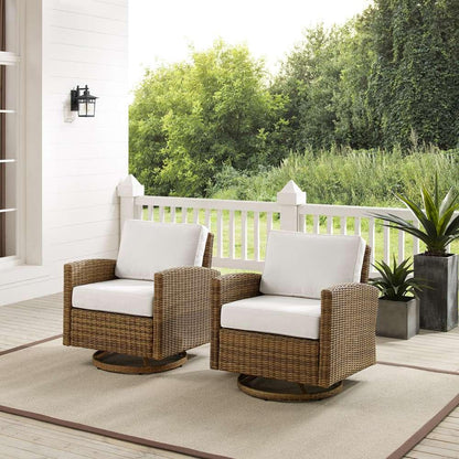 Crosley Furniture - Bradenton 2Pc Swivel Rocker Chair Set - Sunbrella White/Weathered Brown - 2 Swivel Rockers - KO70423WB-WH veiw 1