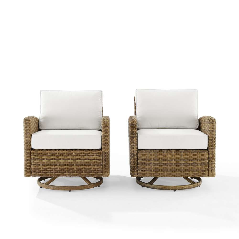 Crosley Furniture - Bradenton 2Pc Swivel Rocker Chair Set - Sunbrella White/Weathered Brown - 2 Swivel Rockers - KO70423WB-WH veiw 3