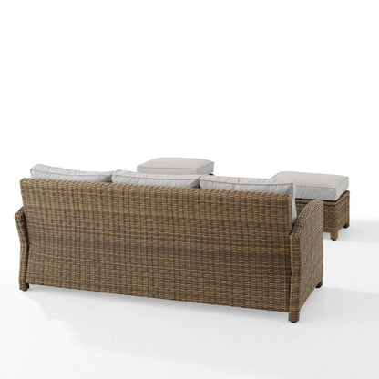 Crosley Furniture - Bradenton 3Pc Outdoor Wicker Sofa Set Gray-Weathered Brown - Sofa and 2 Ottomans - KO70186WB-GY veiw 7