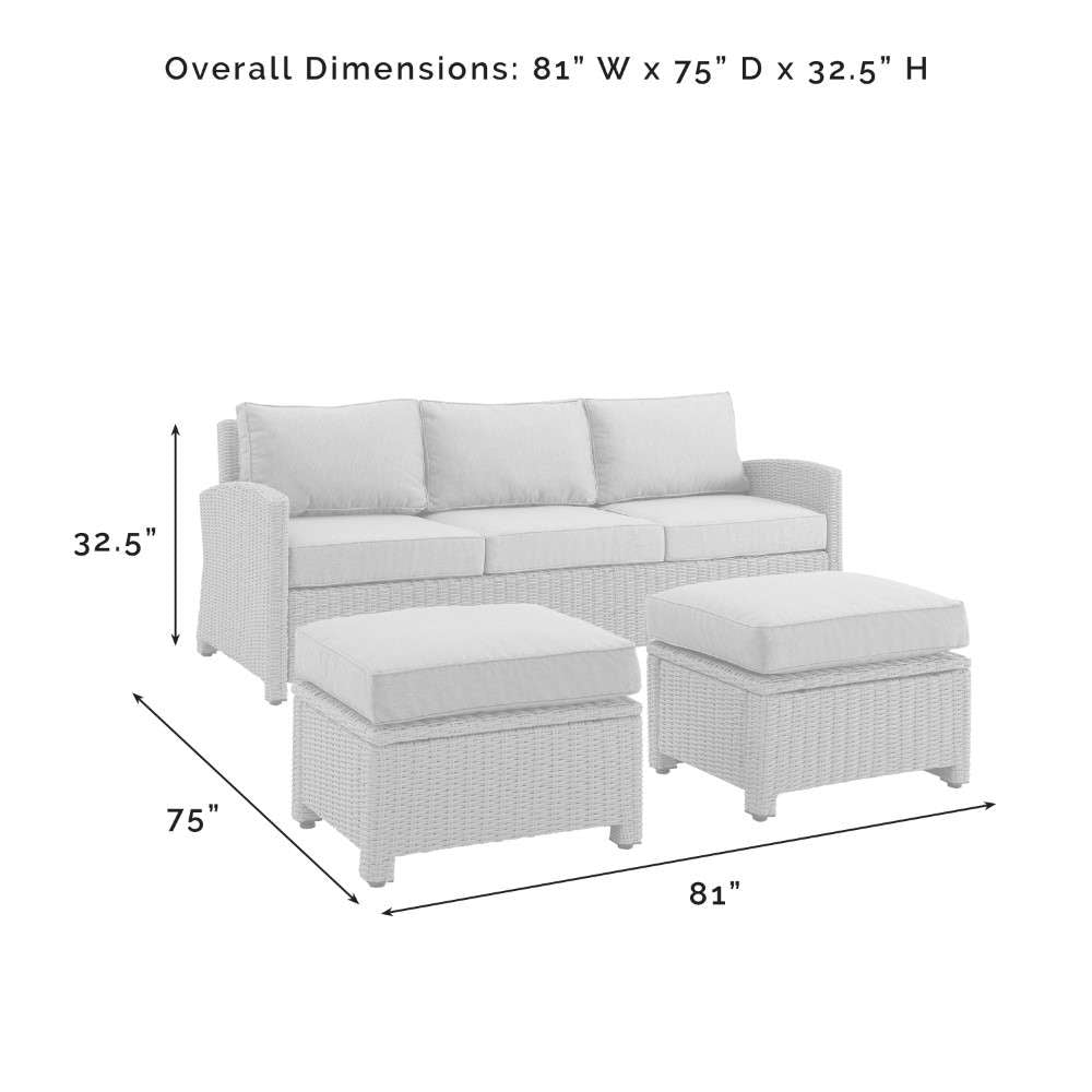 Crosley Furniture - Bradenton 3Pc Outdoor Wicker Sofa Set Gray-Weathered Brown - Sofa and 2 Ottomans - KO70186WB-GY veiw 9