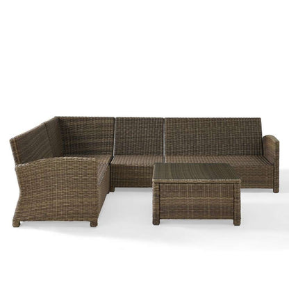 Crosley Furniture - Bradenton 5Pc Outdoor Wicker Sectional Set Gray-Weathered Brown - Left Loveseat, Right Loveseat, Center Chair, Corner Chair and Coffee Table - KO70020WB-GY veiw 8