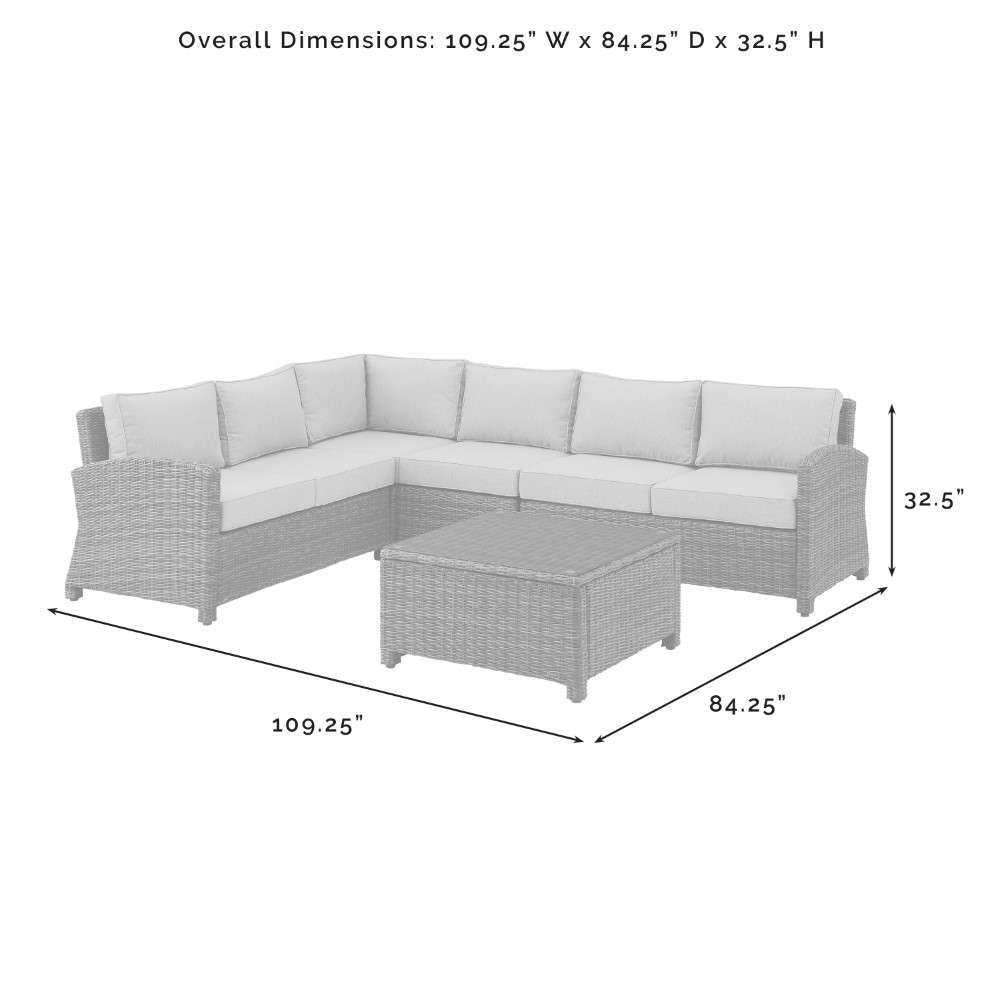 Crosley Furniture - Bradenton 5Pc Outdoor Wicker Sectional Set Gray-Weathered Brown - Left Loveseat, Right Loveseat, Center Chair, Corner Chair and Coffee Table - KO70020WB-GY veiw 9