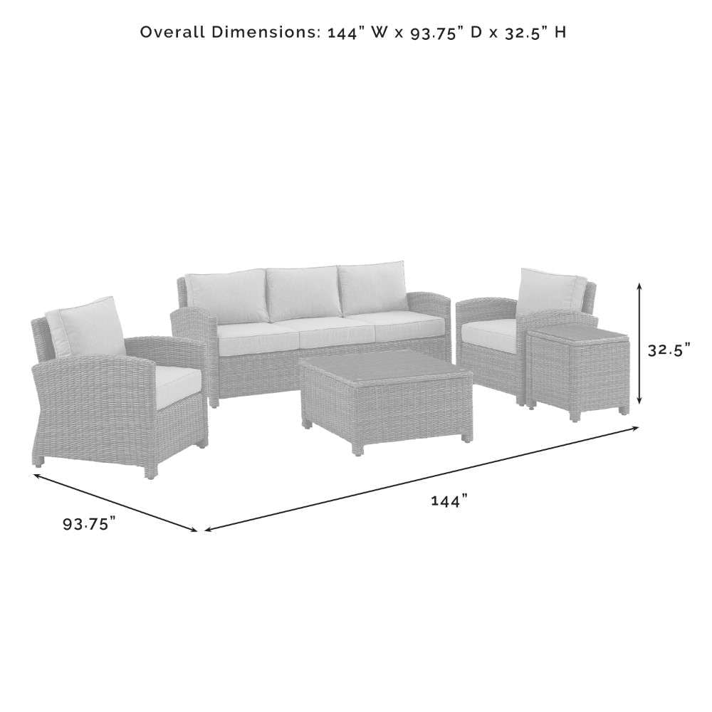 Crosley Furniture - Bradenton 5Pc Outdoor Wicker Sofa Set Gray-Weathered Brown - Sofa, Coffee Table, Side Table and 2 Arm Chairs - KO70051WB-GY veiw 9