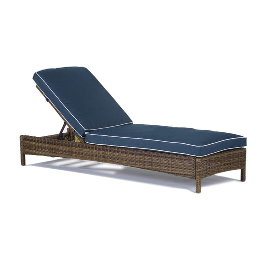 Crosley Furniture - Bradenton Chaise Lounge With Navy Cushions - KO70070WB-NV veiw 1