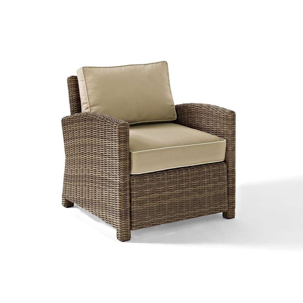 Crosley Furniture - Bradenton Outdoor Wicker Arm Chair with Sand Cushions - KO70023WB-SA veiw 2