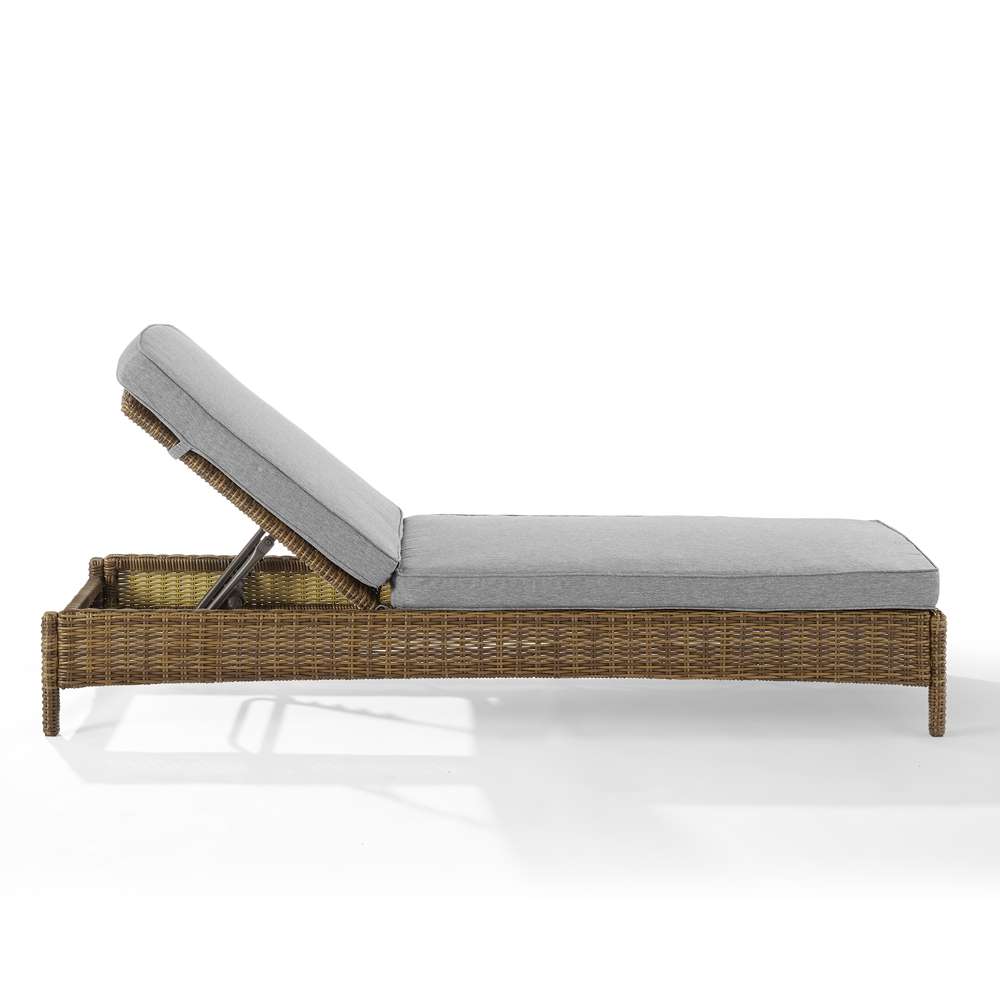 Crosley Furniture - Bradenton Outdoor Wicker Chaise Lounge Gray/Weathered Brown - KO70070WB-GY veiw 3