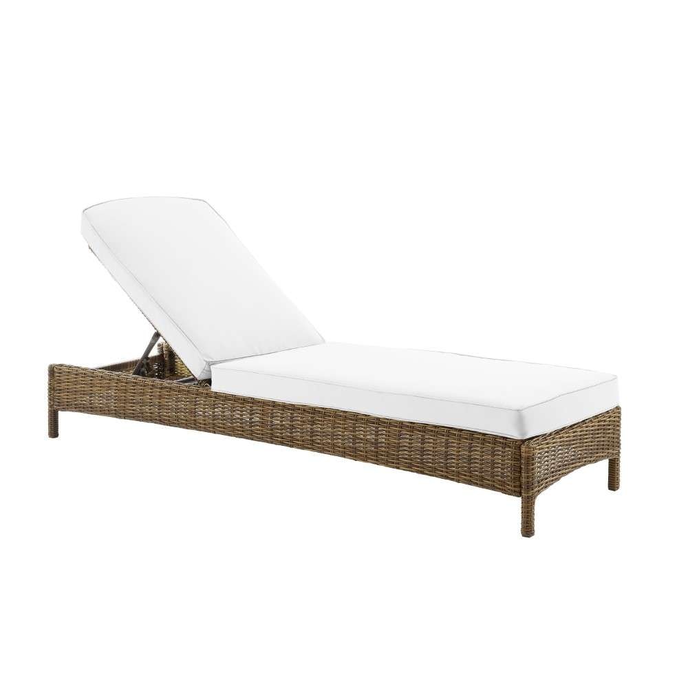 Crosley Furniture - Bradenton Outdoor Wicker Chaise Lounge - Sunbrella White/Weathered Brown - KO70070WB-WH veiw 1