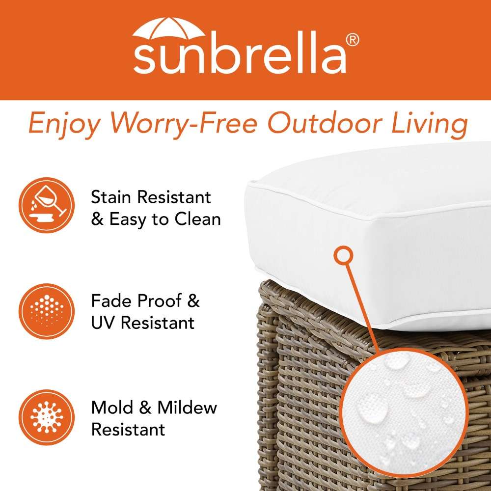 Crosley Furniture - Bradenton Outdoor Wicker Chaise Lounge - Sunbrella White/Weathered Brown - KO70070WB-WH veiw 3