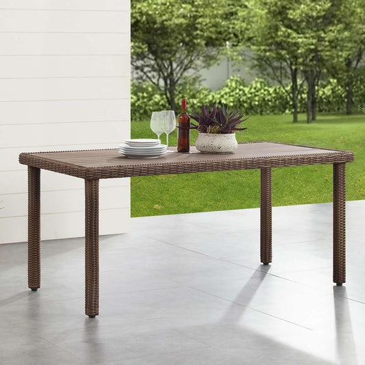 Crosley Furniture - Bradenton Outdoor Wicker Dining Table Weathered Brown - CO7241-WB veiw 1