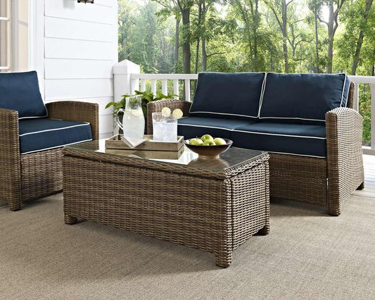 Crosley Furniture - Bradenton Outdoor Wicker Glass Top Table - CO7208-WB veiw 1