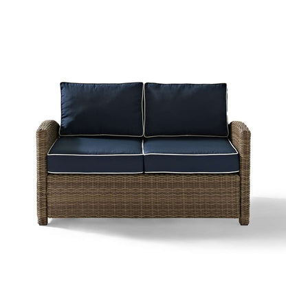 Crosley Furniture - Bradenton Outdoor Wicker Loveseat with Navy Cushions - KO70022WB-NV view 2