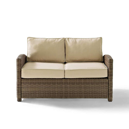 Crosley Furniture - Bradenton Outdoor Wicker Loveseat with Sand Cushions - KO70022WB-SA view 2
