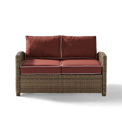 Crosley Furniture - Bradenton Outdoor Wicker Loveseat with Sangria Cushions - KO70022WB-SG veiw 2