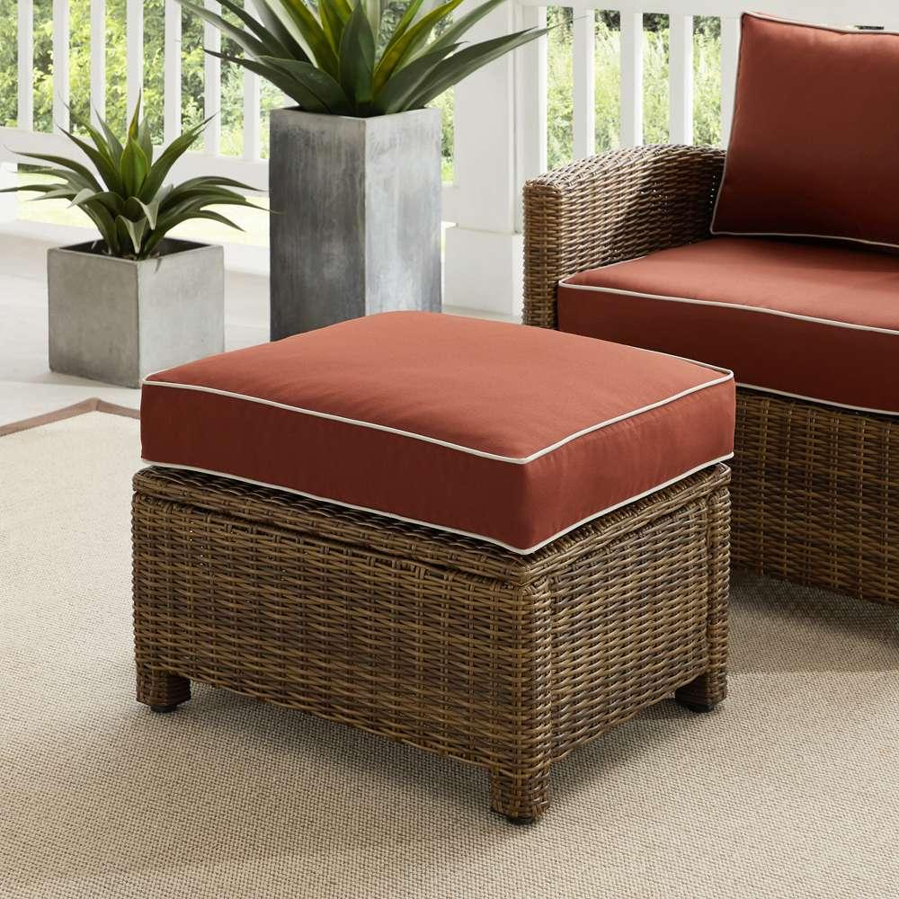 Crosley Furniture - Bradenton Outdoor Wicker Ottoman Sangria/Weathered Brown - KO70014WB-SG view 1