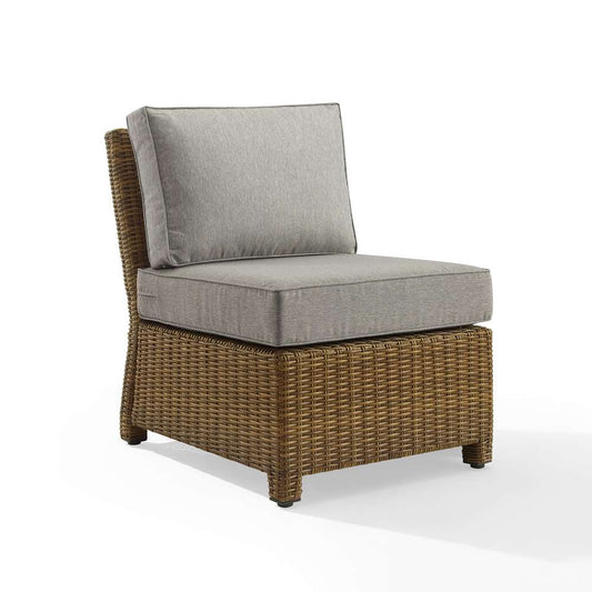 Crosley Furniture - Bradenton Outdoor Wicker Sectional Center Chair Gray/Weathered Brown - KO70017WB-GY veiw 2