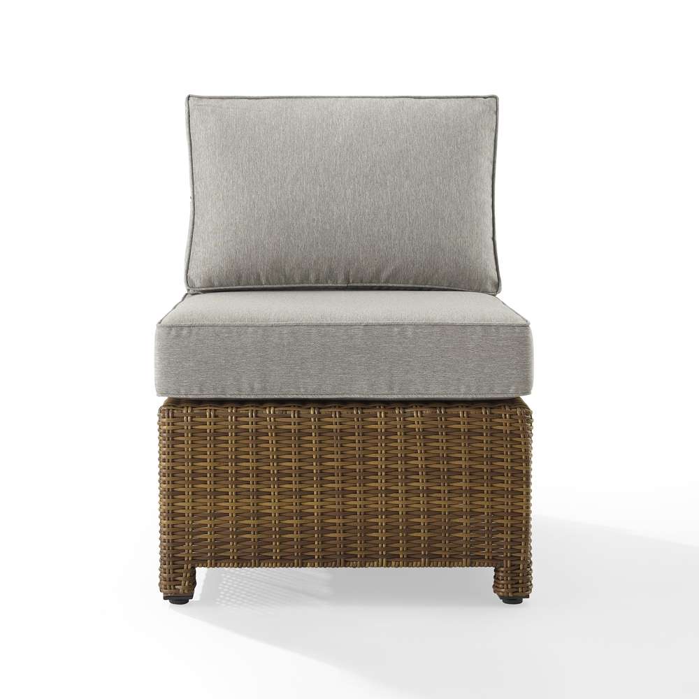 Crosley Furniture - Bradenton Outdoor Wicker Sectional Center Chair Gray/Weathered Brown - KO70017WB-GY veiw 3