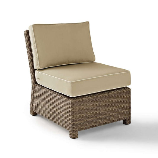 Crosley Furniture - Bradenton Outdoor Wicker Sectional Center Chair with Sand Cushions - KO70017WB-SA veiw 1