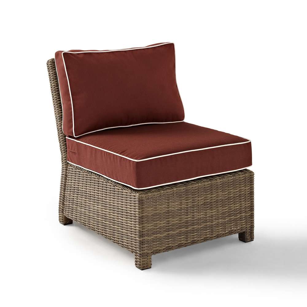 Crosley Furniture - Bradenton Outdoor Wicker Sectional Center Chair with Sangria Cushions - KO70017WB-SG veiw 1
